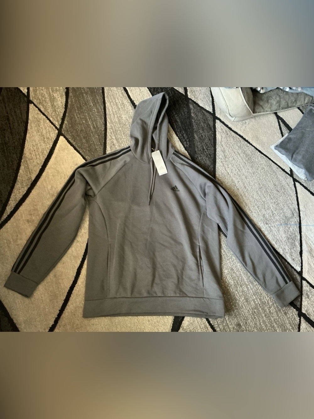 Size Large - Adidas Primegreen Gray 3 Stripe Hoodie Pullover Sweatshirt